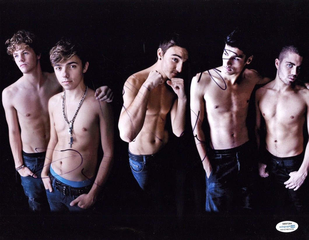 The Wanted Band Autographed Signed 11x14 Shirtless Group Photo