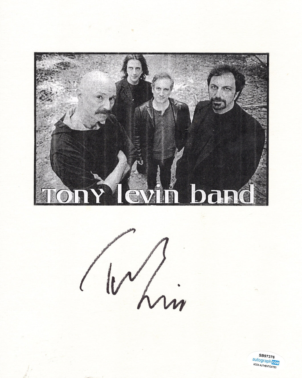 Tony Levin Autographed Signed Tony Levin Band Cardstock 8x10 Photo