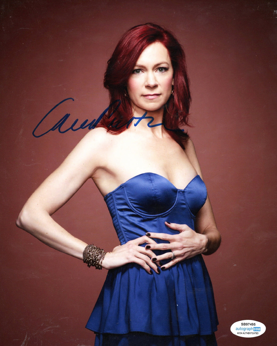 Carrie Preston Autographed Signed 8x10 Sexy Blue Strapless Photo