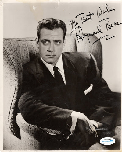 Raymond Burr Autographed Signed 8x10 Young Handsome b/w Photo Perry Mason