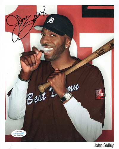John Salley Autograhped Signed 8x10 Sports Cigar Photo