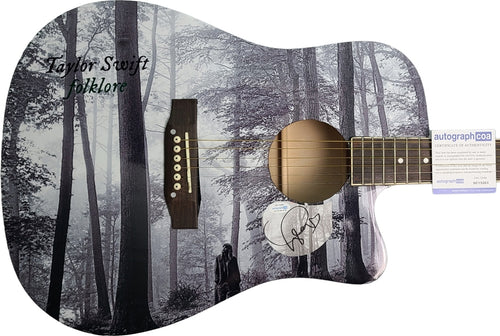 Taylor Swift Autographed Folklore Acoustic Custom Graphics Photo Guitar