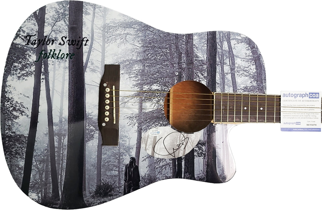 Taylor Swift Autographed Signed Custom Folklore Graphics Acoustic Guitar