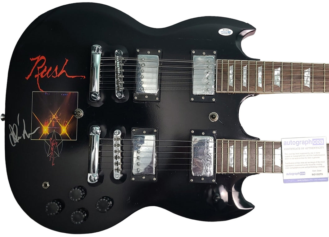 Rush Alex Lifeson Signed Custom Graphics Double Neck Guitar Exact Proof