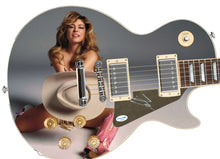 Load image into Gallery viewer, Shania Twain Signed Nude w Cowboy Hat n Pink Leather Boots Graphics Guitar
