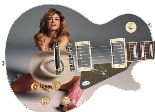 Shania Twain Signed Nude w Cowboy Hat n Pink Leather Boots Graphics Guitar