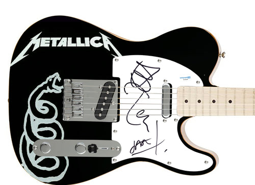 Metallica Signed 1/1 The Black Album Custom Graphics Fender Guitar