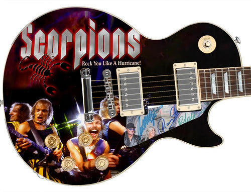 The Scorpions Autographed Custom Graphics Guitar