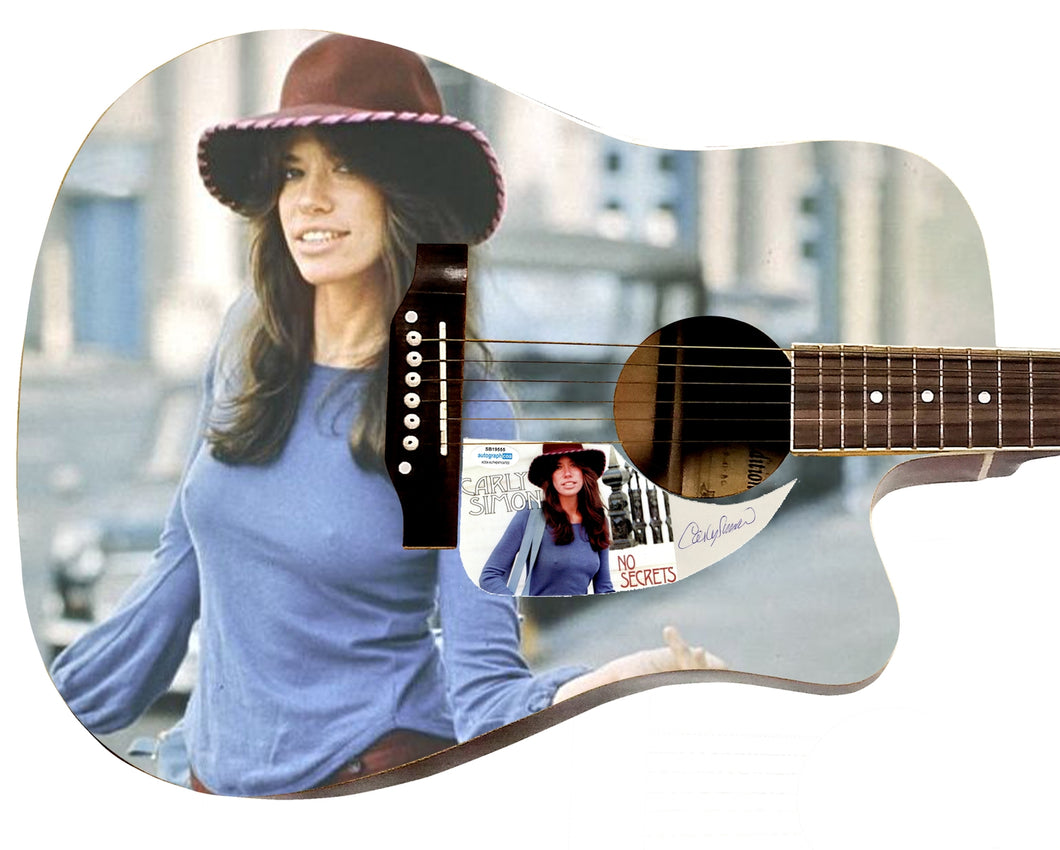 Carly Simon Vintage No Secrets Album Signed Custom Graphics Photo Guitar