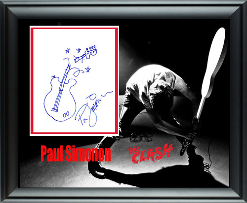The Clash Paul Simonon Signed Hand Drawn Art Sketch Framed Photo Display