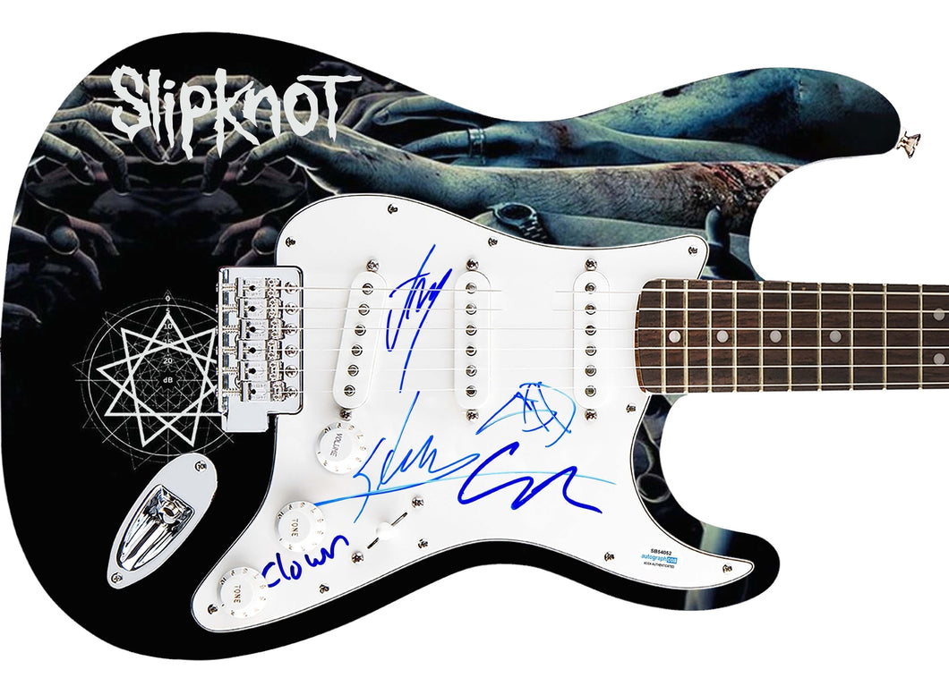 Slipknot Autographed Signed 1/1 Fender Graphics Guitar Exact Video Proof