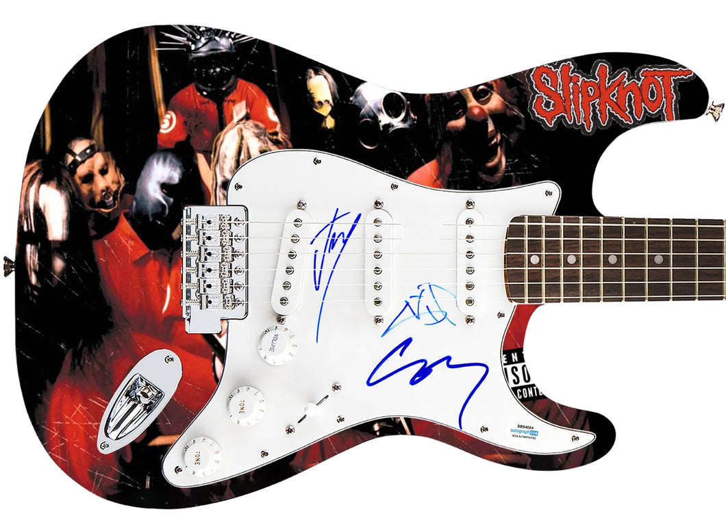 Slipknot Autographed Signed 1/1 Fender Graphics Guitar Exact Video Proof