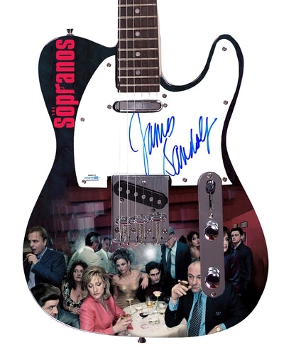 The Sopranos James Gandolfini Signed Graphics Photo Guitar