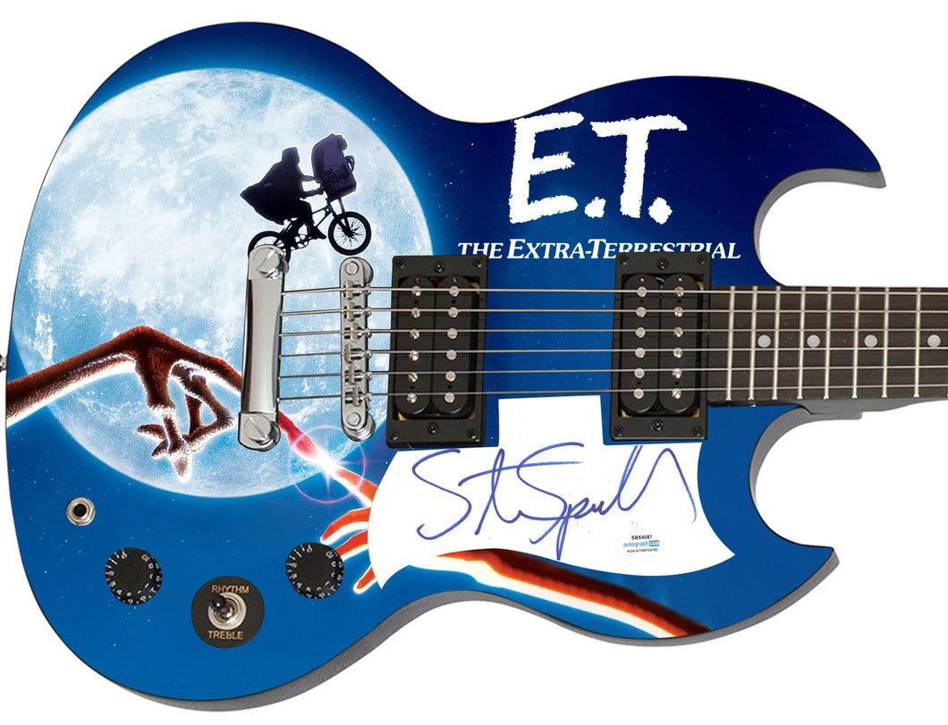 Steven Spielberg Autographed Custom Graphics E.T. Poster Photo Guitar