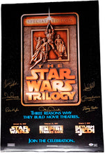 Load image into Gallery viewer, Star Wars Cast Autographed 24x36 Trilogy Poster Carrie Fisher Hamill Prowse
