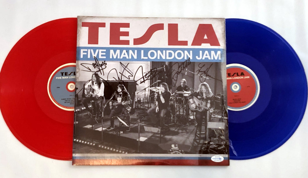 Tesla Five Man London Jam Double Colored Autographed Vinyl Album Lp