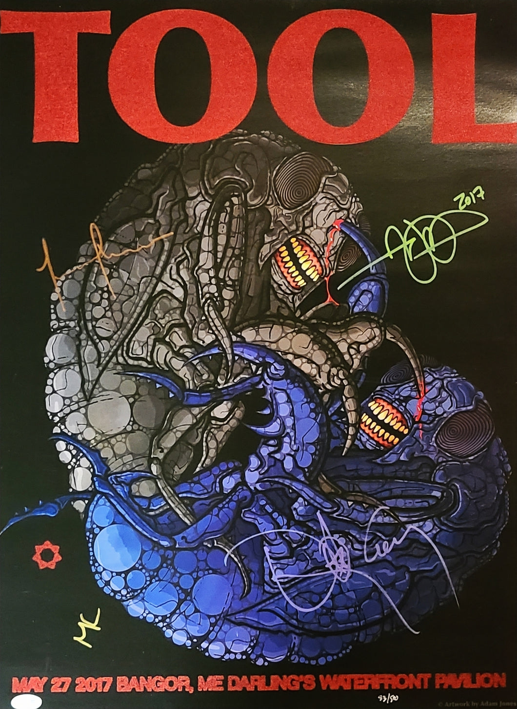 Tool Signed Ltd Edition #'d Bangor ME Adam Jones Artwork 2017 Felt Poster
