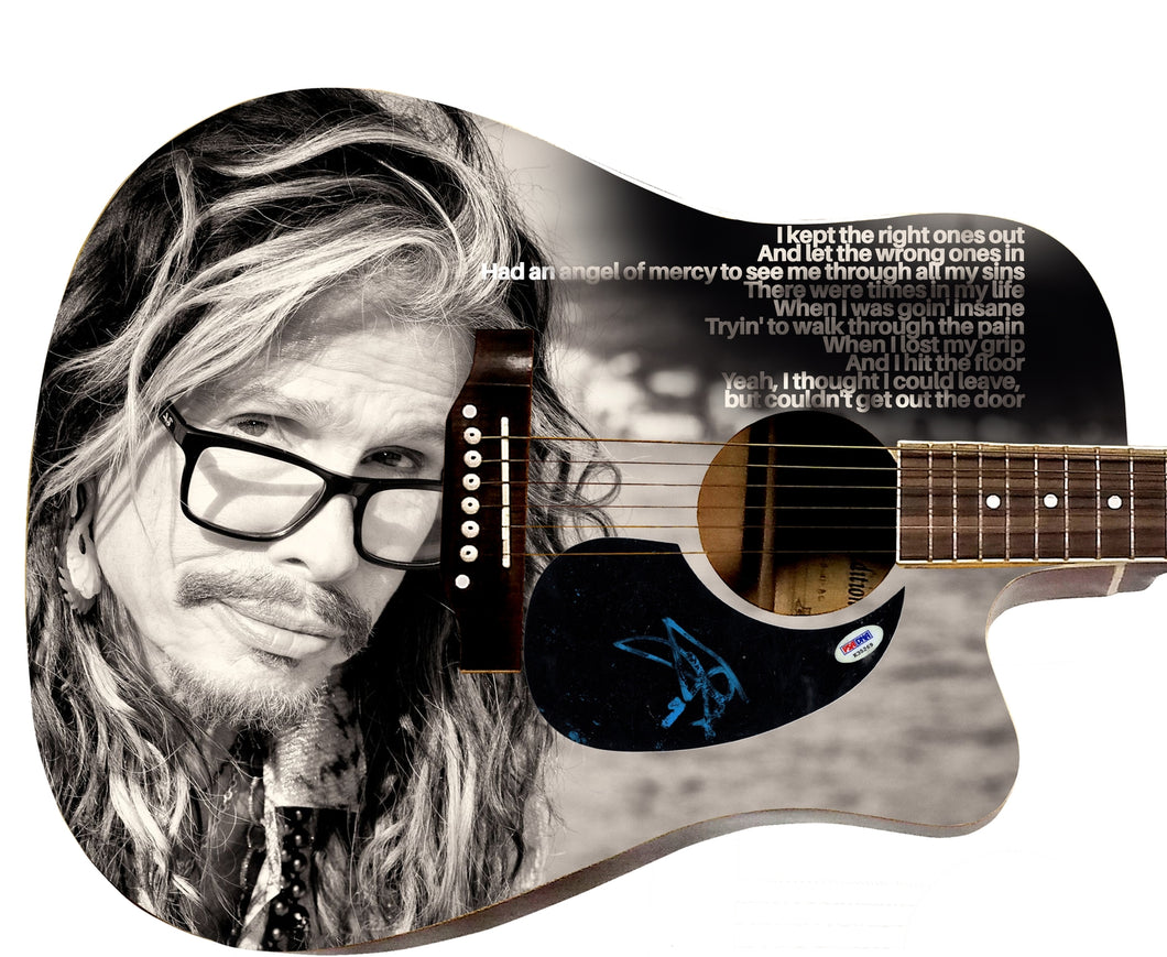 Aerosmith Steven Tyler Autographed 1:1 Graphics Photo Guitar