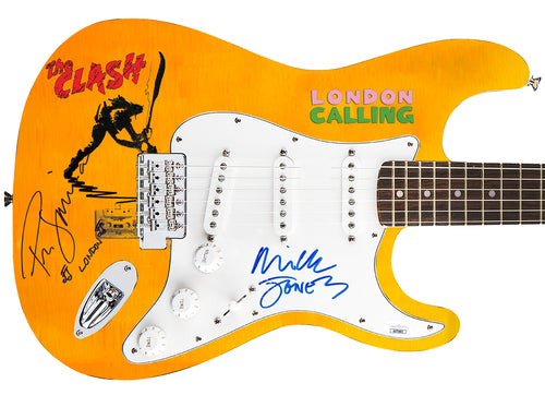 The Clash Signed Fender w Lyrics 1/1 London Calling Lp Cd Graphics Photo Guitar