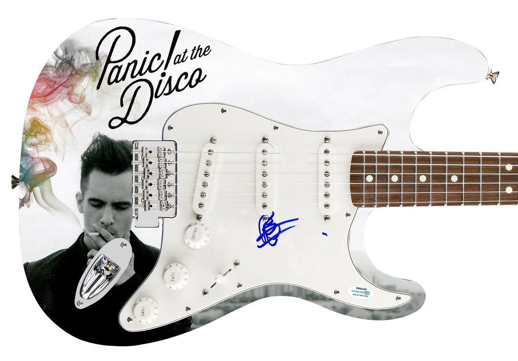 Panic! At The Disco Brendon Urie Signed 1/1 Custom Graphics Photo Guitar
