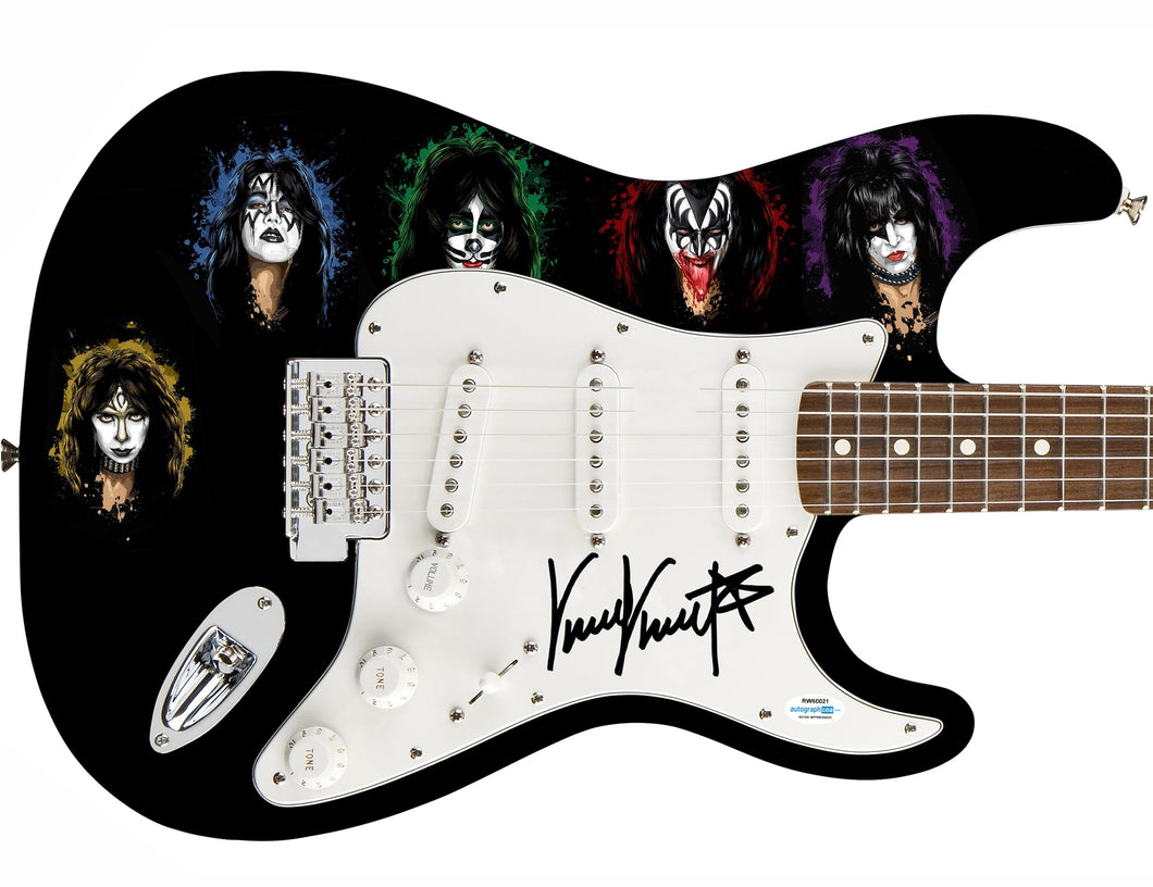 KISS Vinnie Vincent Autographed Signed 1/1 Custom Graphics Photo Guitar