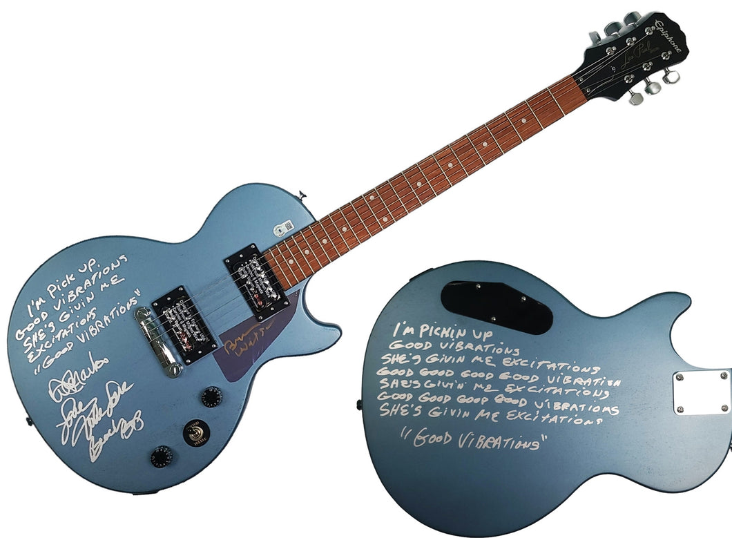 The Beach Boys Signed Epiphone Guitar w Good Vibrations Lyrics Exact Proof