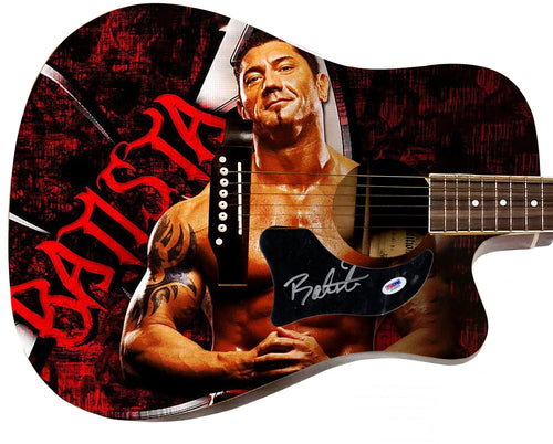 WWE Batista Autographed 1/1 Custom Graphics Photo WWF Guitar