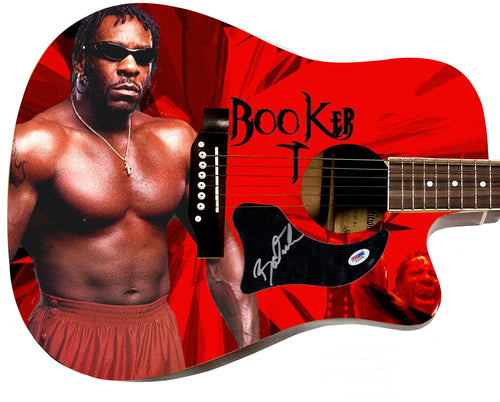 WWE Booker T Autographed 1/1 Custom Graphics Photo WWF Guitar
