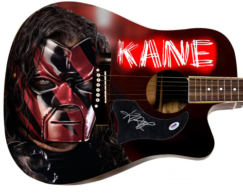 WWE Kane Autographed 1/1 Custom Graphics Photo WWF Guitar