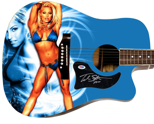 WWE Trish Stratus Autographed 1/1 Custom Graphics Photo WWF Guitar