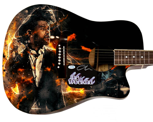 The Weeknd Autographed Custom Graphics Photo Guitar