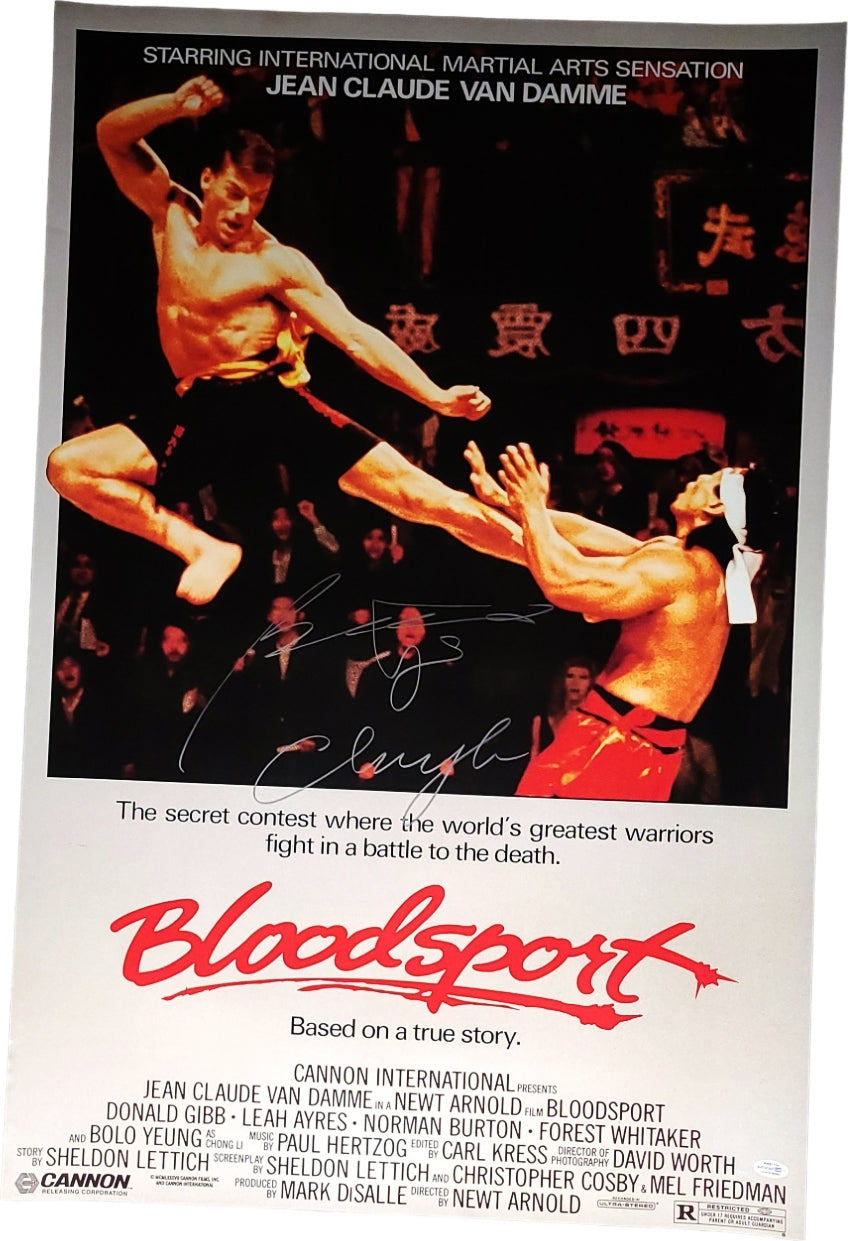 Bolo Yeung Autographed Bloodsport 24x36 Poster w Chong Li Exact Proof