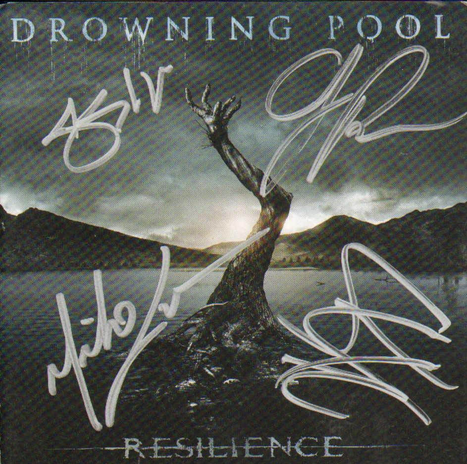 Drowning Pool All Current Members Signed Resilience CD Cover x4