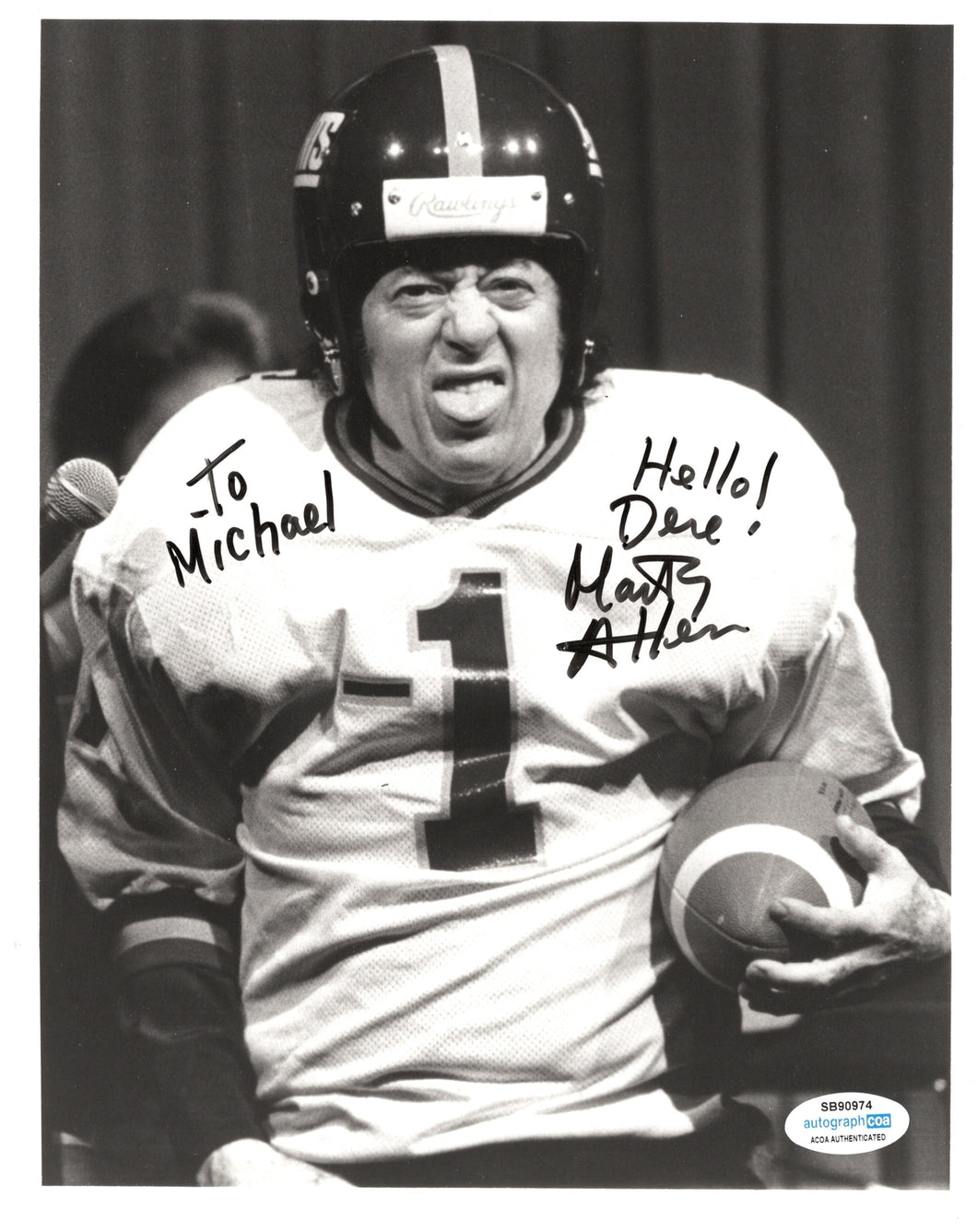 Marty Allen Autographed Signed 8x10 To Michael Football Photo
