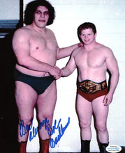 Load image into Gallery viewer, Bob Backlund Autographed w Andre The Giant 8x10 WWF Championship Photo
