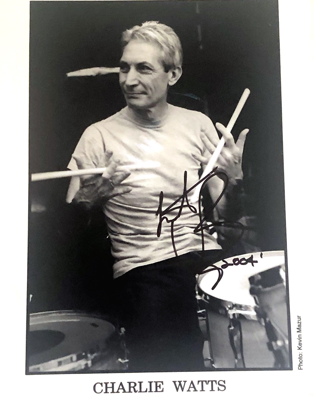 Rolling Stones Charlie Watts Autographed Signed 8x10 Drums Photo 2004