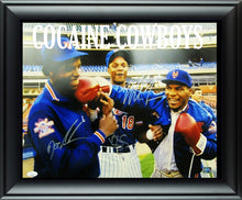 Load image into Gallery viewer, Mike Tyson Gooden Darryl Strawberry Signed Framed Cocaine Cowboys Photo JSA
