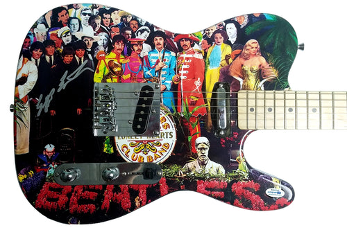 Beatles Producer Geoff Emerick Autographed Signed Custom Graphics Photo Guitar