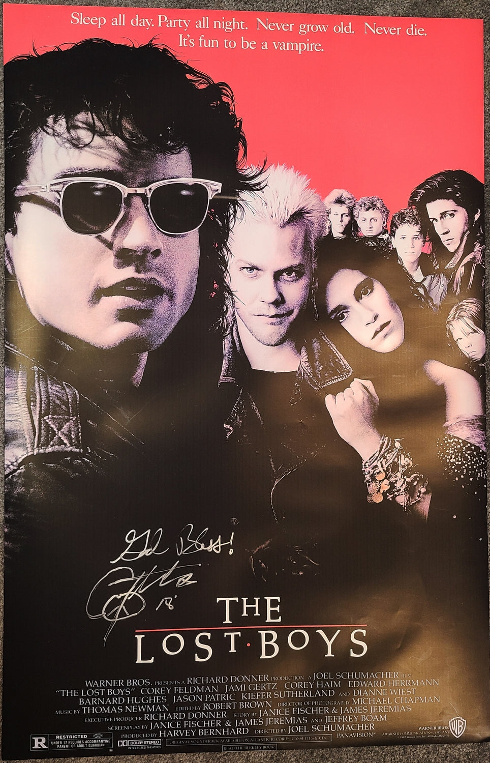 Corey Feldman Autographed Lost Boys 24x36 Poster ACOA