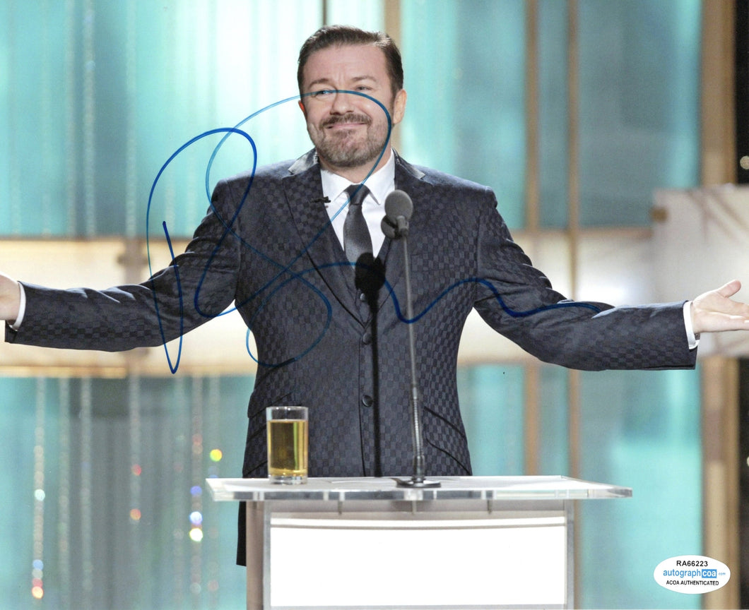 Ricky Gervais Best Golden Globes Speech Signed 8x10 Photo