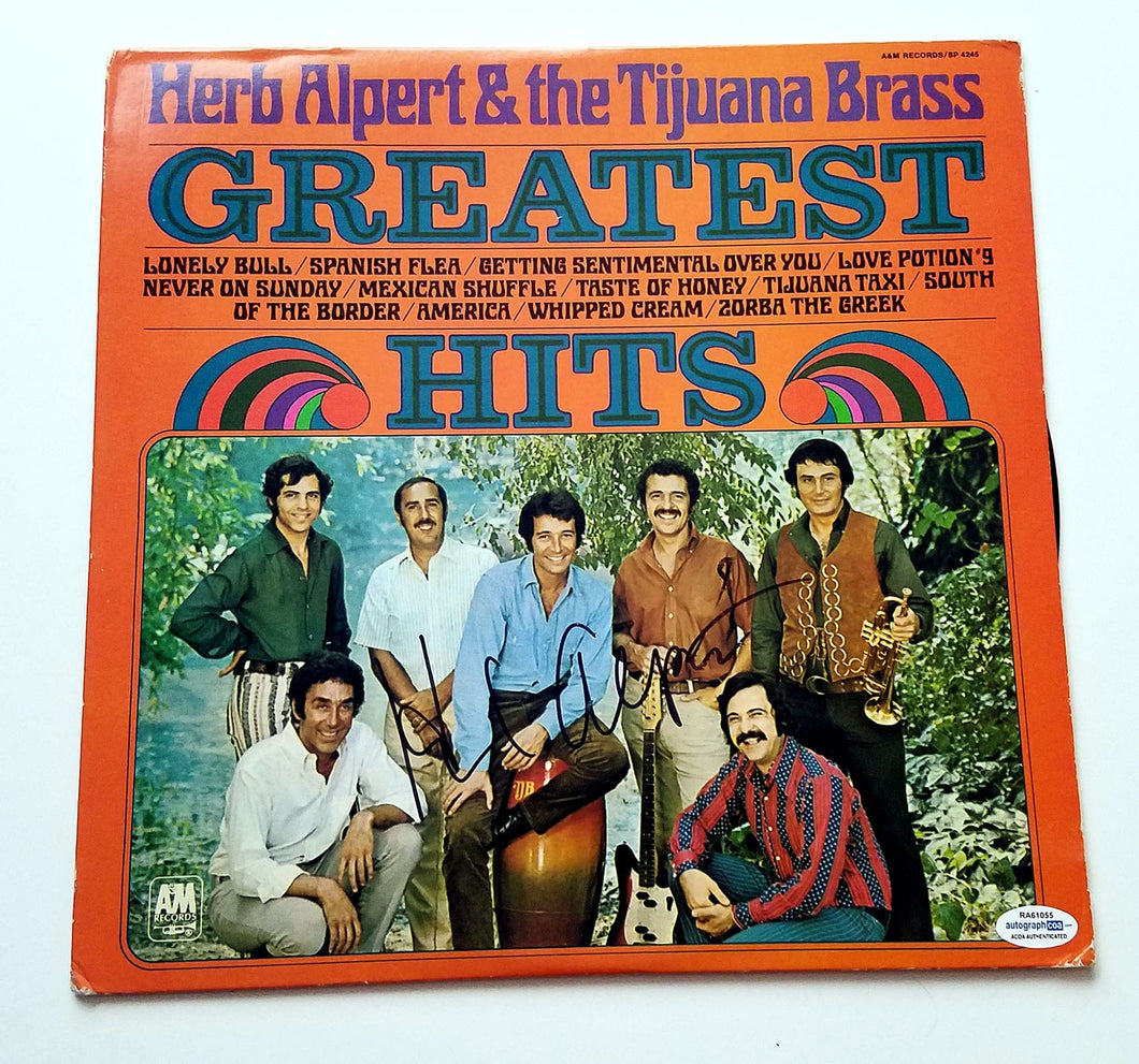 Herb Alpert Autographed Signed Greatest Hits Album Cover LP