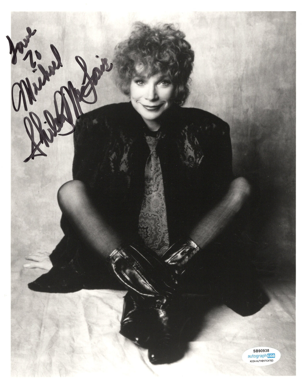 Shirley MacLaine Autographed Signed Love to Michael 8x10 b/w Glamour Photo