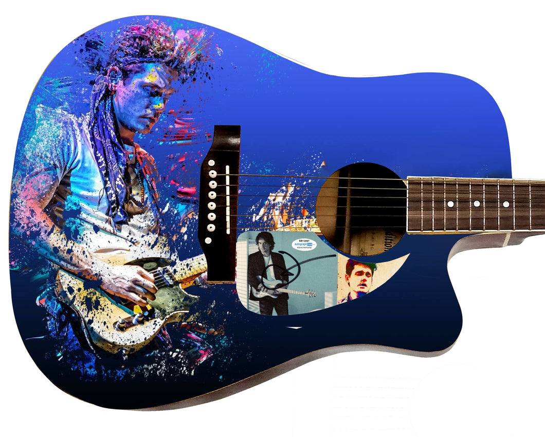 John Mayer Autographed Custom Graphics Photo Guitar