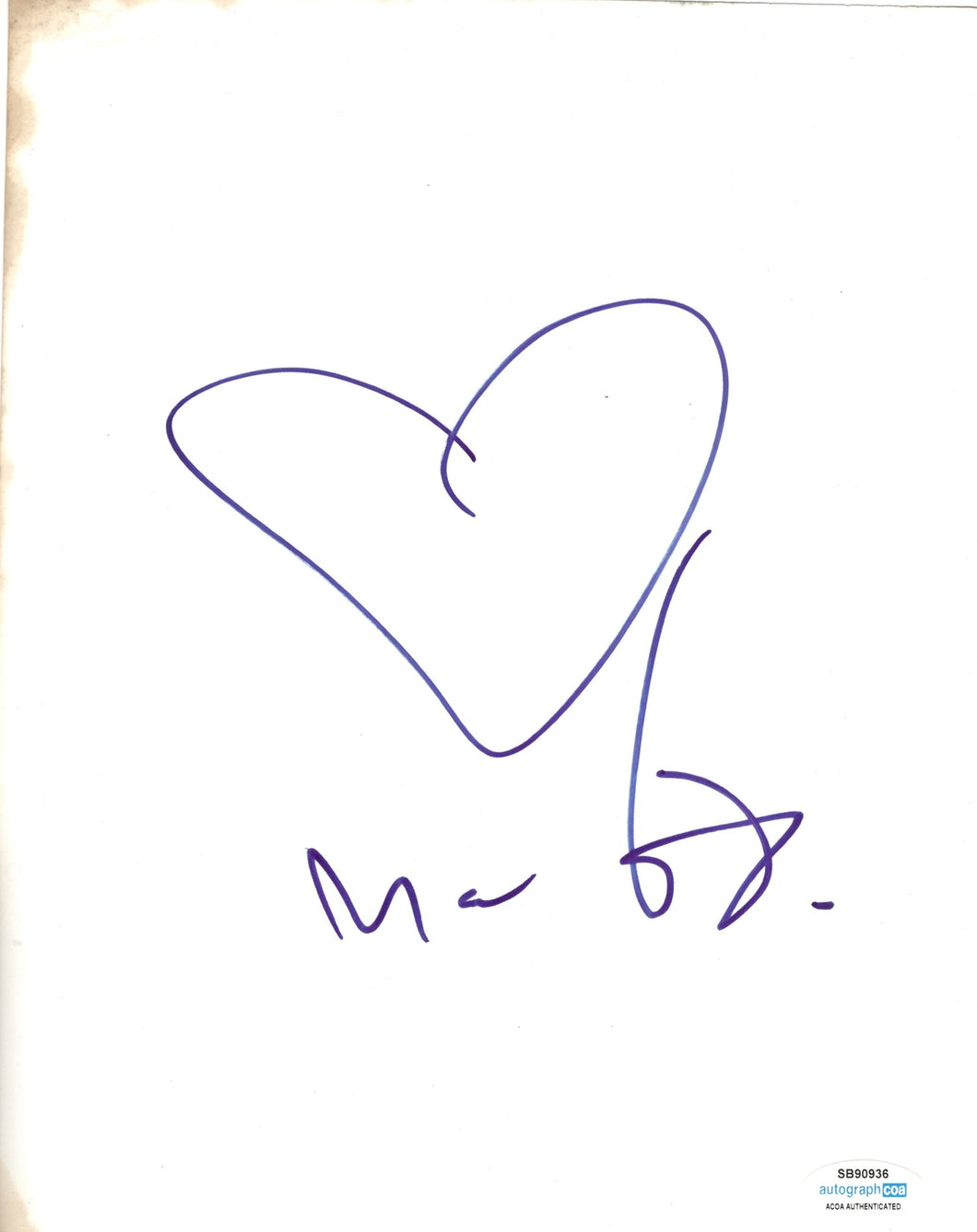 Moby Autographed Heart Sketch Signed 8x10 Heart Photo
