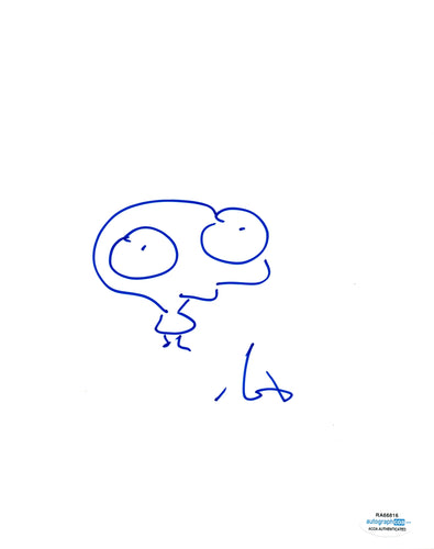 Moby Autographed Self-Portrait Alien Sketch Signed 8x10 Photo Paper