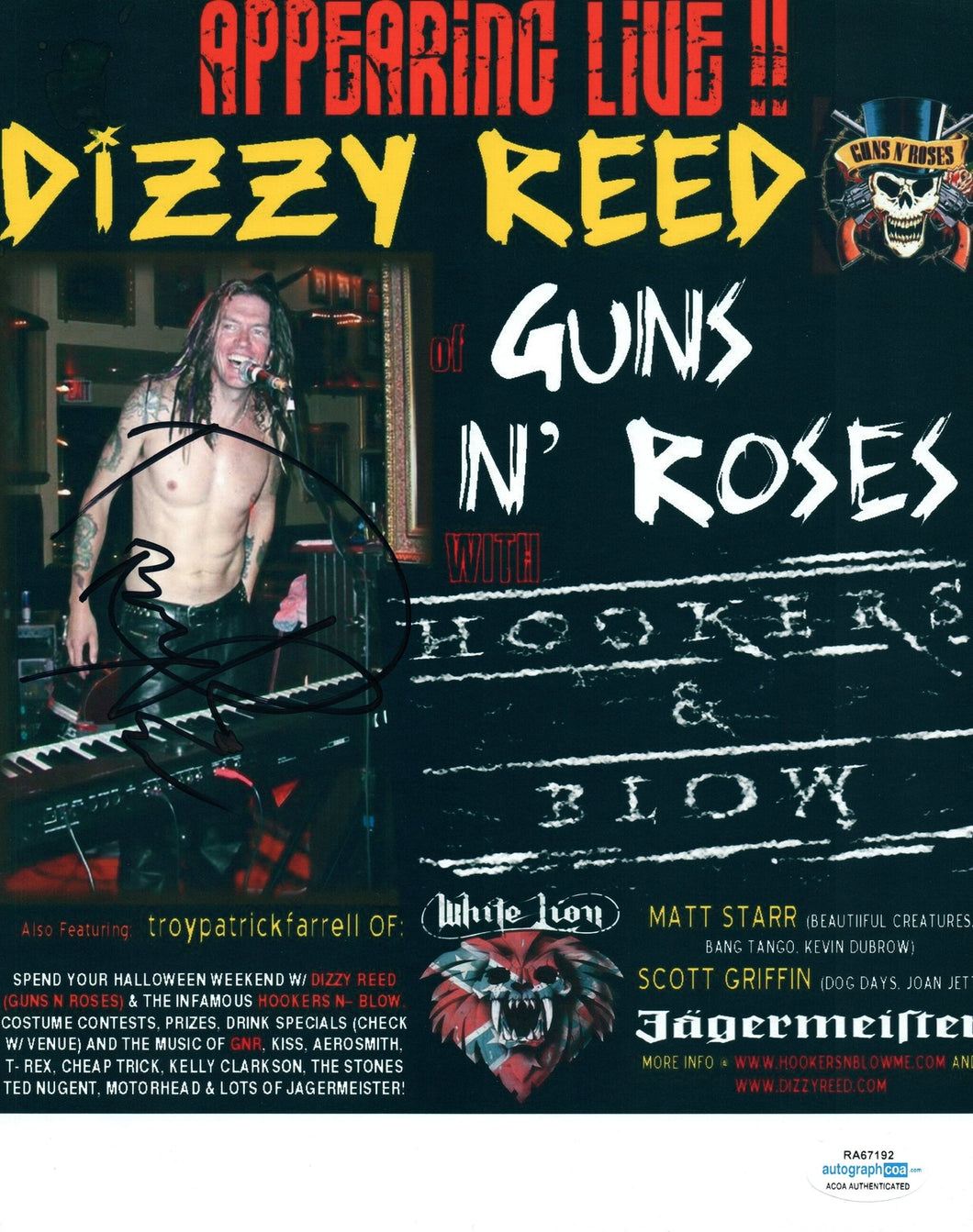 Guns N' Roses Dizzy Reed Autographed Signed 8x10 Photo