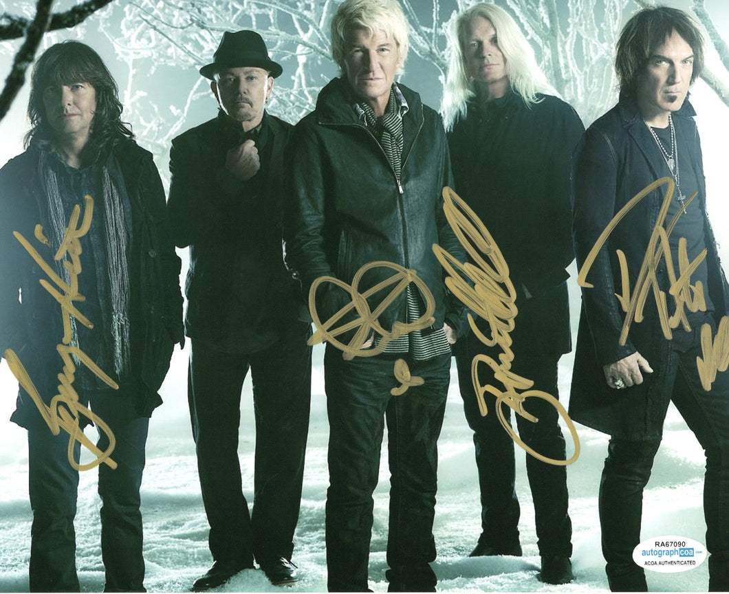 REO Speedwagon Autographed Signed 8x10 Black & Gold Band Photo