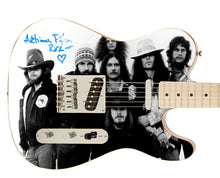 Load image into Gallery viewer, Lynyrd Skynyrd Autographed RVZ heart Photo Graphics Fender Guitar ACOA
