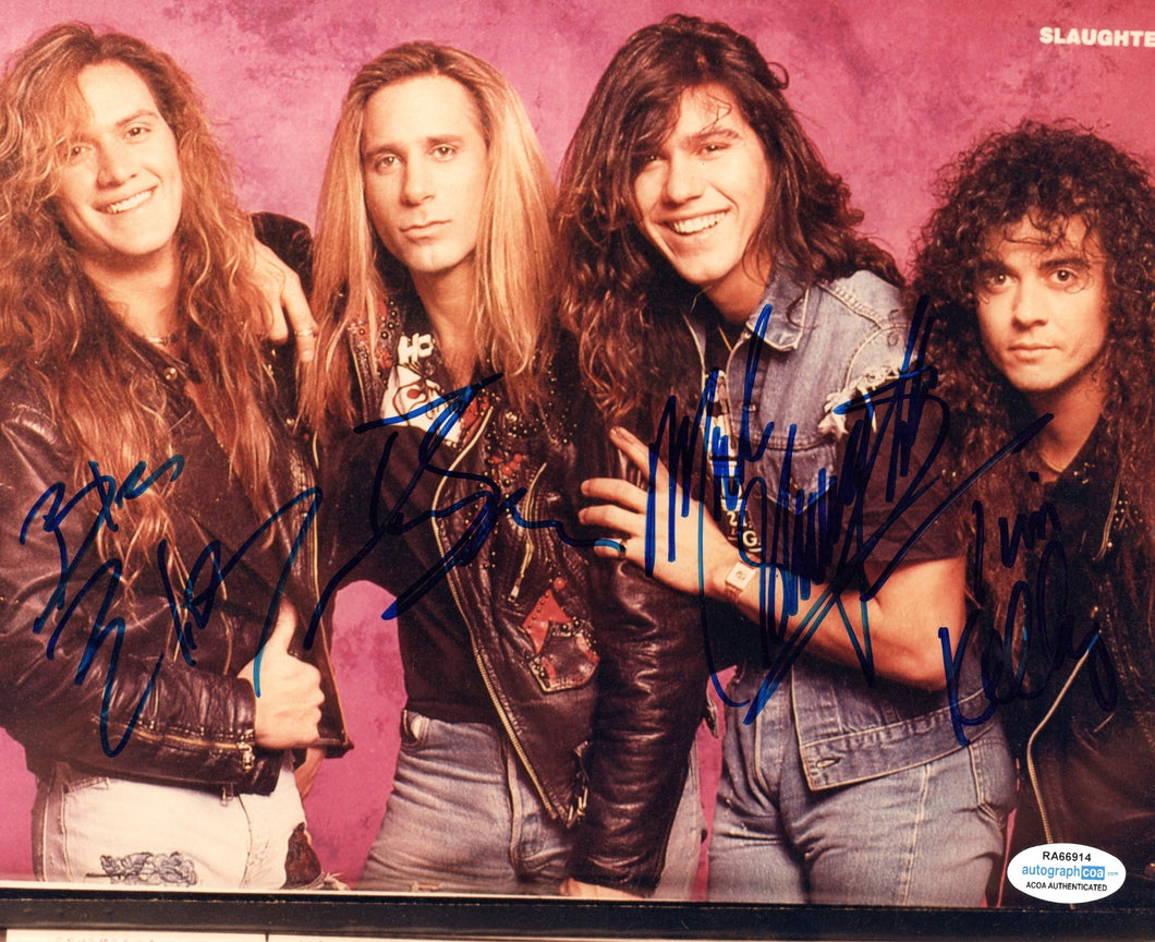 Slaughter Autographed Signed 8x10 Hair Metal Band Photo 4 signatures
