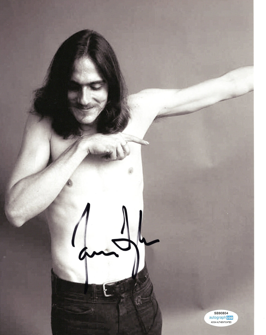 James Taylor Autographed Signed 8x10 Bare Chest b/w Photo